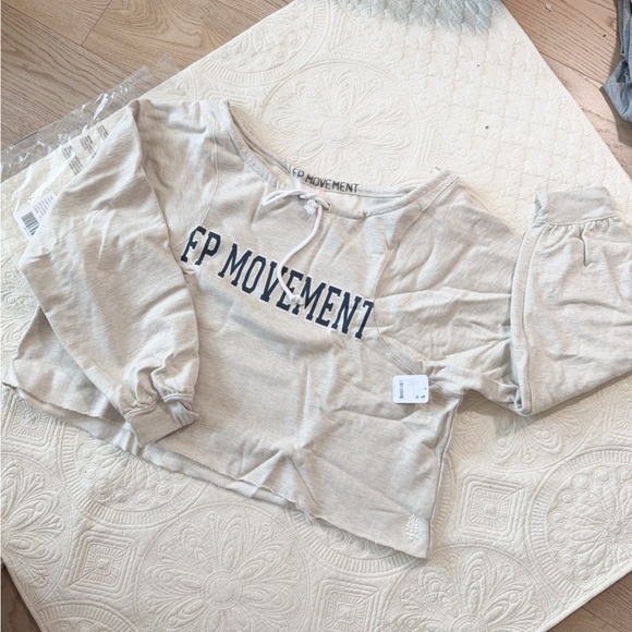 NWT Free people ott shoulder sweatshirt oatmeal heather S - Picture 1 of 7